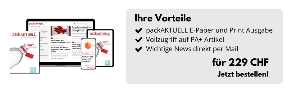 Ihre Vorteile: packAKTUELL E-Paper und Print Ausgabe, Vollzugriff auf PA+ Artikel und Wichtige News direkt per Mail. Für 229 CHF. Jetzt bestellen!